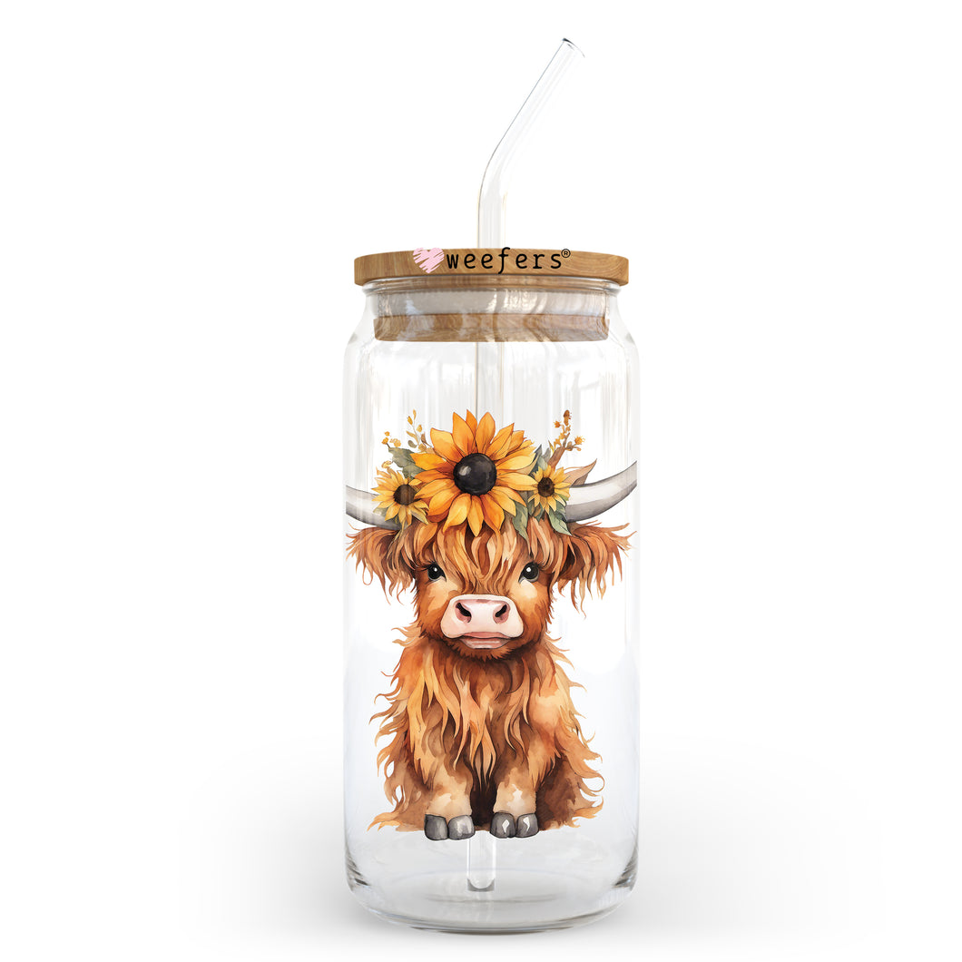 a glass jar with a picture of a cow inside of it