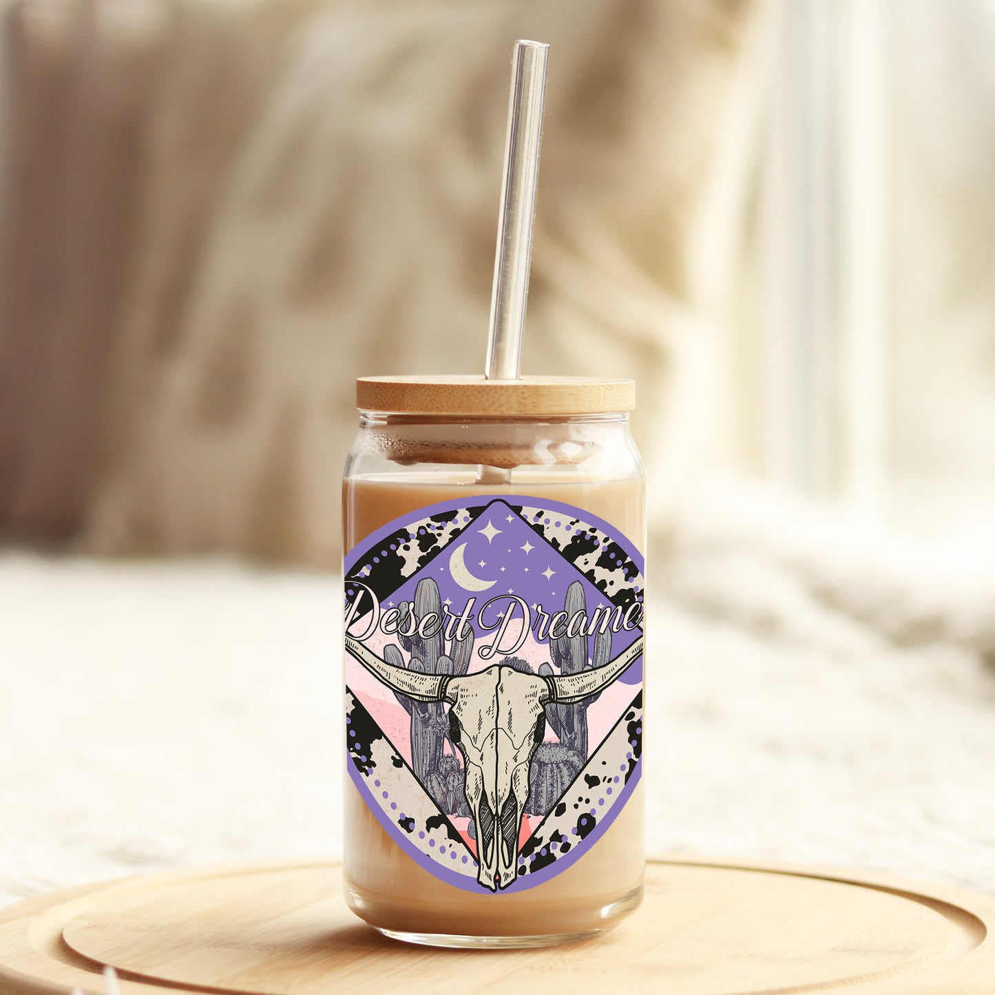 Desert Dreams 16oz Libbey Glass Can UV DTF or Sublimation Cup Wrap - Decal Transfer Weefers