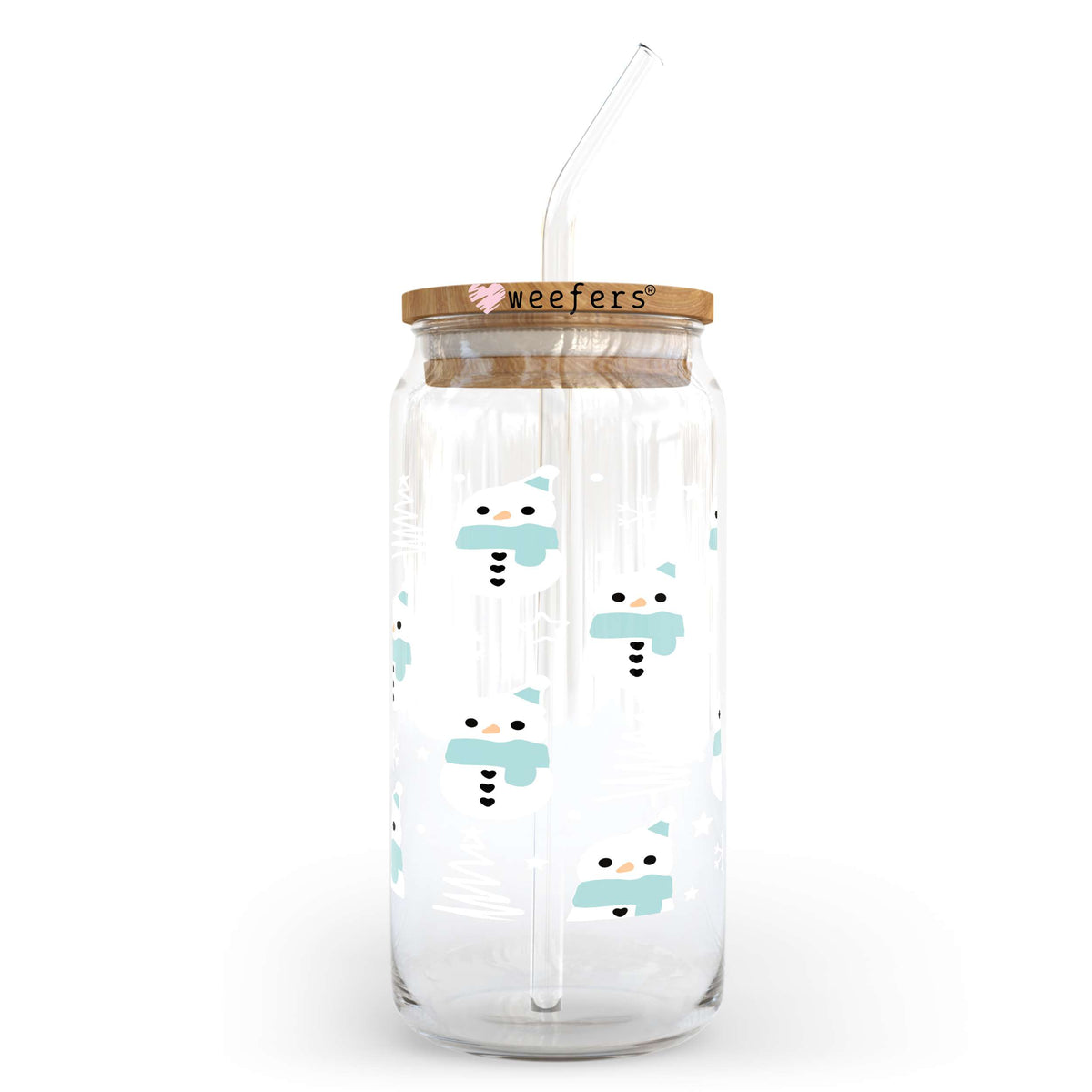Christmas Snowmen Blue 20oz Libbey Glass Can, 34oz Hip Sip, 40oz Tumbler UV DTF or Sublimation Decal Transfer Weefers