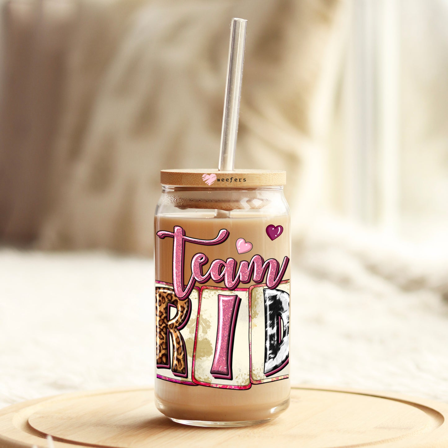 Team Bride 16oz Libbey Glass Can UV DTF or Sublimation Cup Wrap - Decal Transfer Weefers