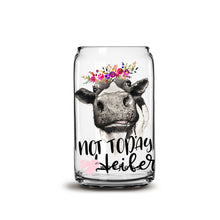 Load image into Gallery viewer, Not Today Heifer 16oz Libbey Glass Can UV-DTF or Sublimation Wrap - Decal
