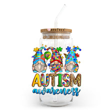 Load image into Gallery viewer, a glass jar with a straw in it that says autism awareness
