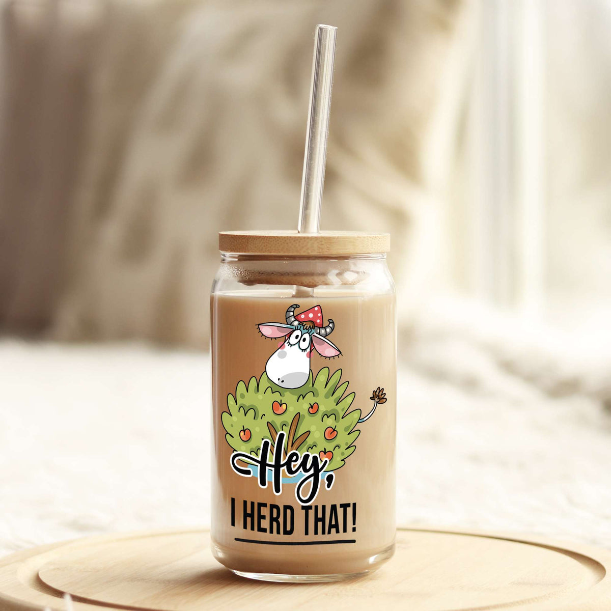 Hey I Herd That 16oz Libbey Glass Can UV DTF or Sublimation Wrap - Decal Weefers