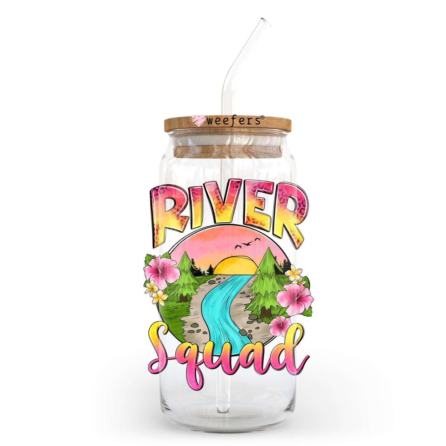 River Squad 20oz Libbey Glass Can UV DTF or Sublimation Wrap - Decal Transfer Weefers