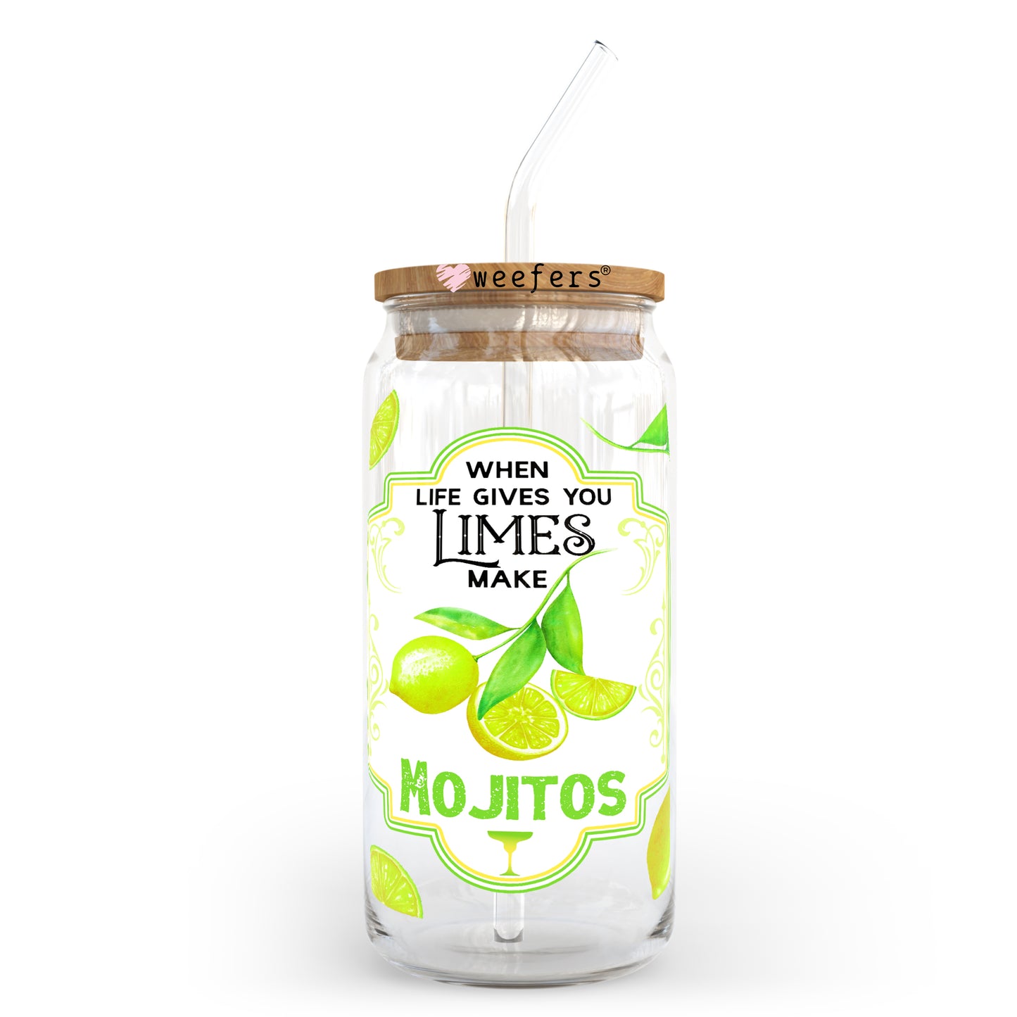 When Life Gives you Lemons Make Mojitos 20oz Libbey Glass Can, 34oz Hip Sip, 40oz Tumbler UV DTF or Sublimation Decal Transfer Weefers