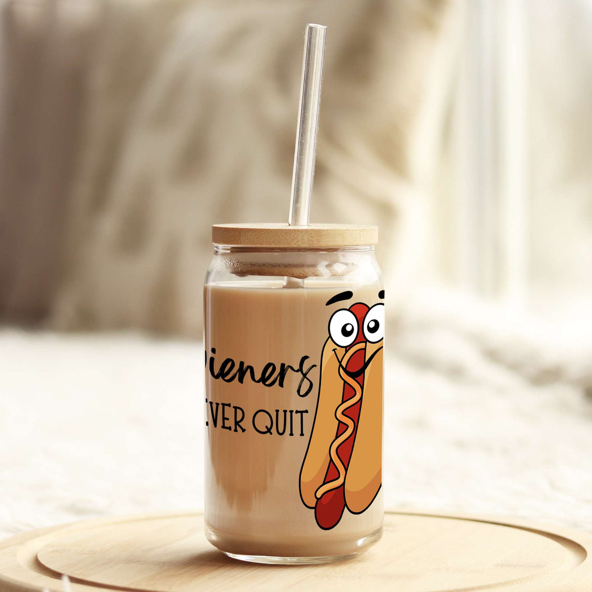 Funny Weiners Never Quit 16oz Libbey Glass Can UV DTF or Sublimation Wrap - Decal Weefers