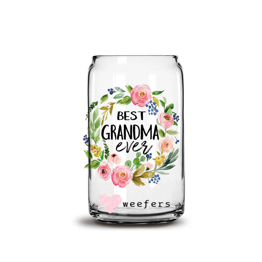 Best Grandma Ever 16oz Libbey Glass Can UV-DTF or Sublimation Wrap - Decal