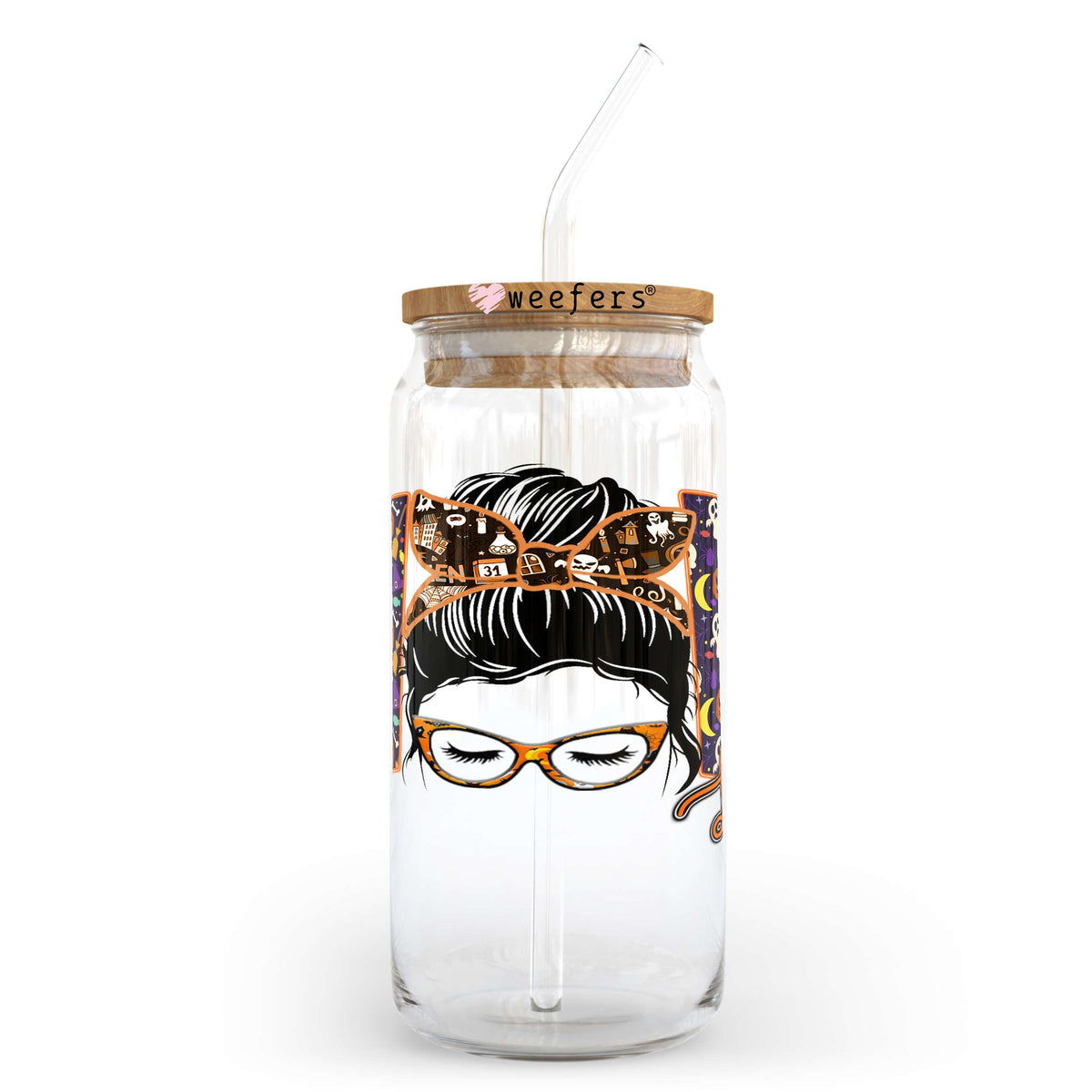 Mom Life Halloween 20oz Libbey Glass Can, 34oz Hip Sip, 40oz Tumbler UV DTF or Sublimation Decal Transfer Weefers