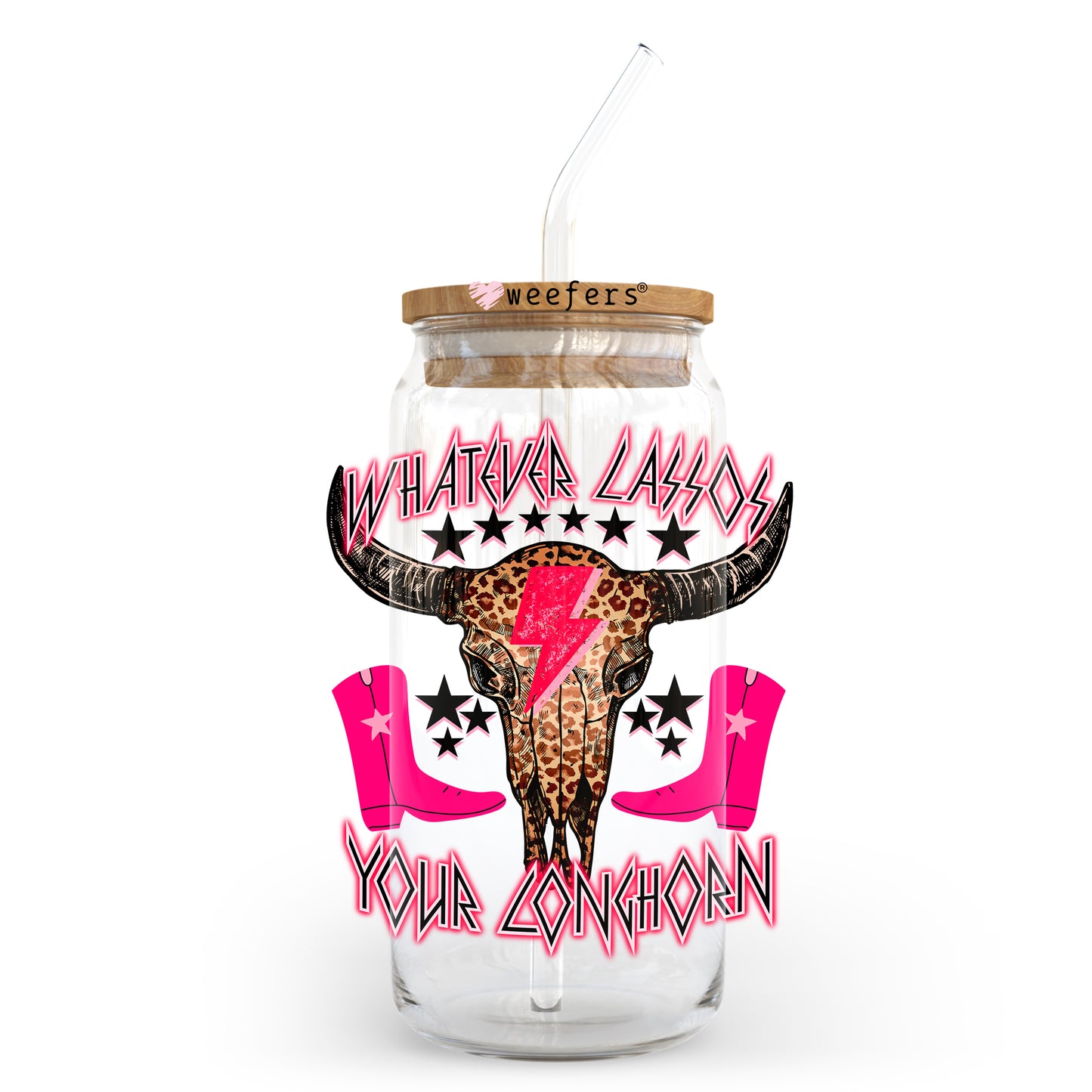 Whatever Lassos Your Longhorn Rodeo 20oz Libbey Glass Can, 34oz Hip Sip, 40oz Tumbler UV DTF or Sublimation Decal Transfer Weefers