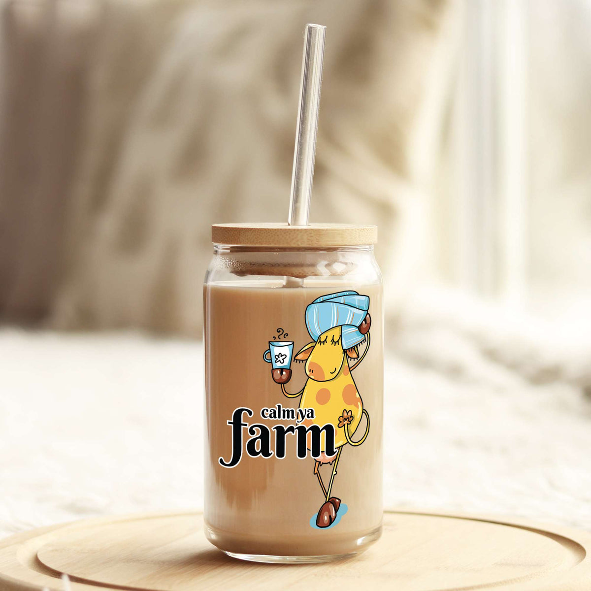 Calm Ya Farm 16oz Libbey Glass Can UV DTF or Sublimation Wrap - Decal Weefers