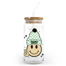 Load image into Gallery viewer, a glass jar with a smiley face and a straw sticking out of it
