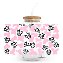 Load image into Gallery viewer, Pink Cow Print and Cows 20oz Libbey Glass Can, 34oz Hip Sip, 40oz Tumbler UVDTF or Sublimation Decal Transfer
