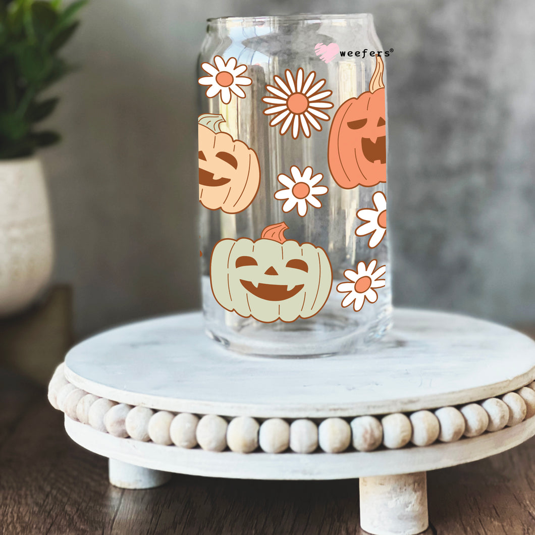 Happy Jack o' Lantern Pumpkins 16oz Libbey Glass Can UV-DTF or Sublimation Wrap - Decal