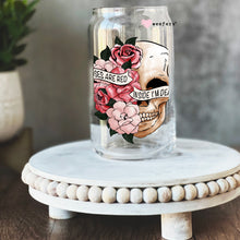 Load image into Gallery viewer, a jar with a skull and flowers painted on it
