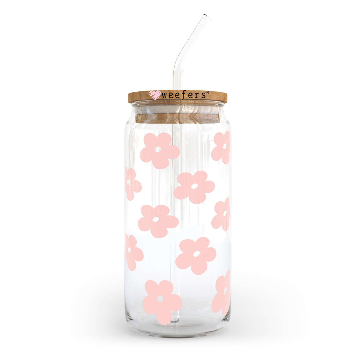 Blush Retro Flowers 20oz Libbey Glass Can, 34oz Hip Sip, 40oz Tumbler UV DTF or Sublimation Decal Transfer Weefers