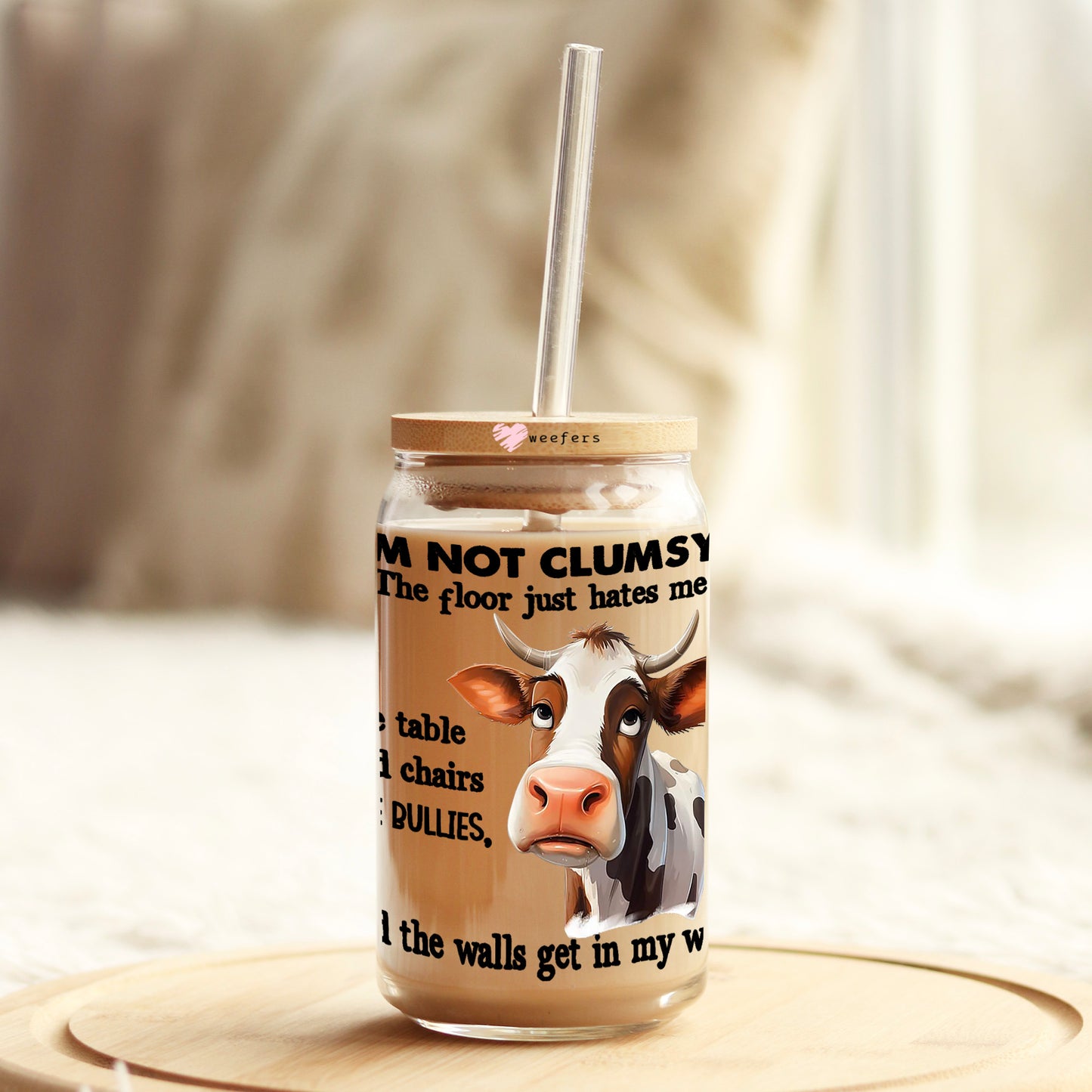 I'm Not Clumsy 16oz Libbey Glass Can UV DTF or Sublimation Cup Wrap - Decal Transfer Weefers