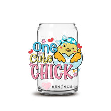 Load image into Gallery viewer, a clear glass with a cute chick on it

