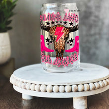 Load image into Gallery viewer, Whatever Lassos Your Longhorn Rodeo Your  16oz Libbey Glass Can UV-DTF or Sublimation Wrap - Decal
