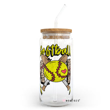 Load image into Gallery viewer, Softball Lightening 20oz Libbey Glass Can, 34oz Hip Sip, 40oz Tumbler UVDTF or Sublimation Decal Transfer
