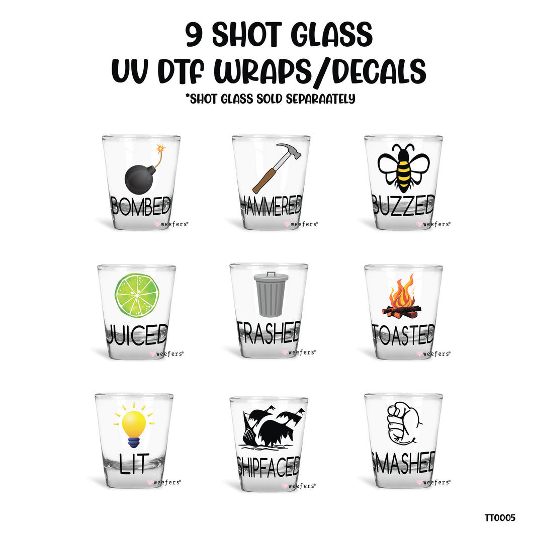 9 Shot Glass UV DTF Wraps - Decals Bundle - Vol. 3