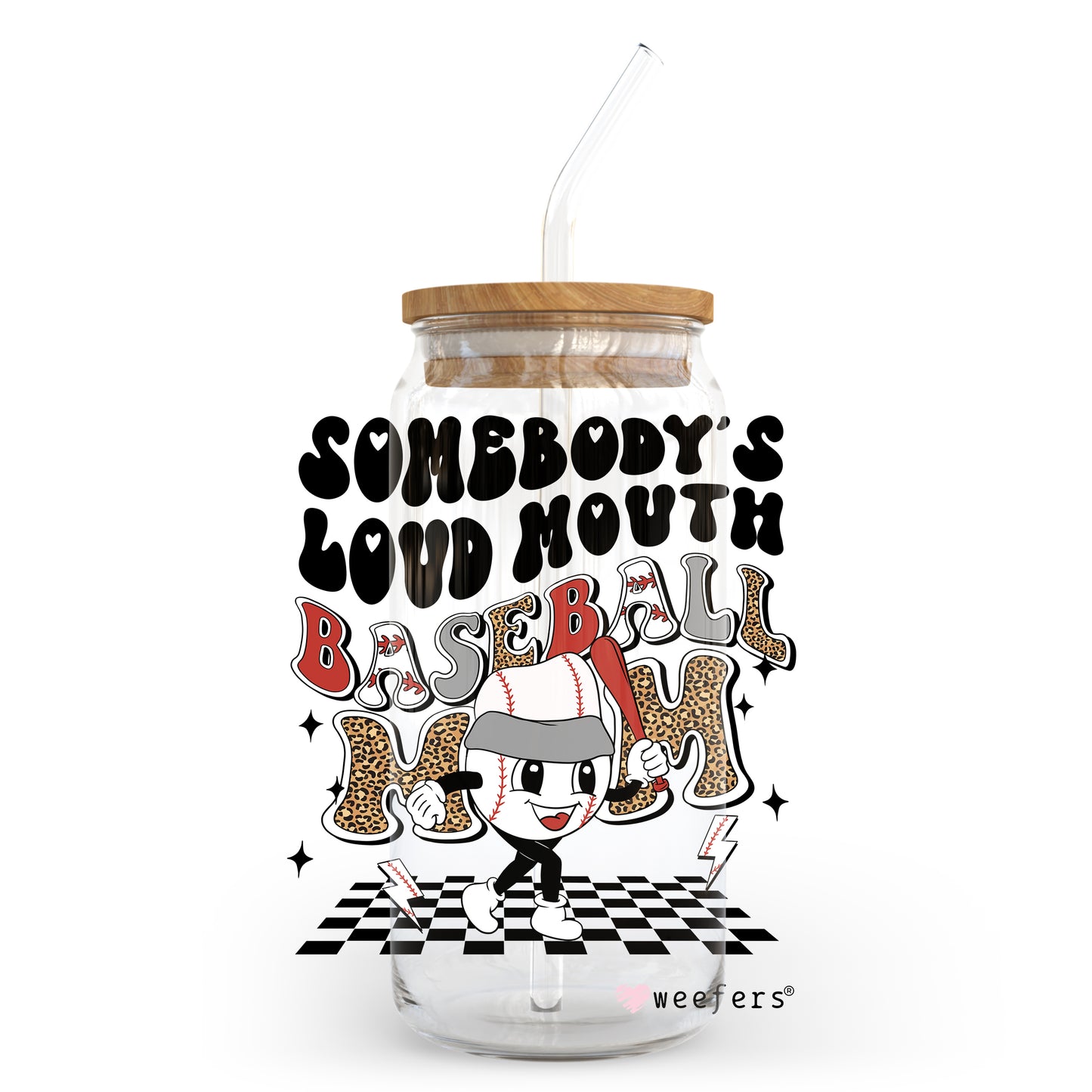 Somebody's Loud Mouth Baseball Mom 20oz Libbey Glass Can, 34oz Hip Sip, 40oz Tumbler UV DTF or Sublimation Decal Transfer Weefers