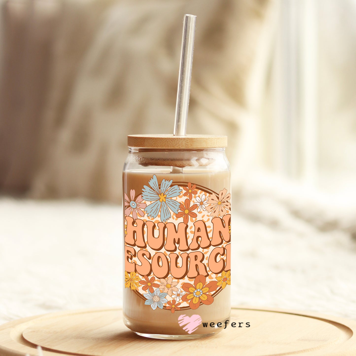 Retro Human Resources 16oz Libbey Glass Can UV DTF or Sublimation Wrap - Decal Weefers
