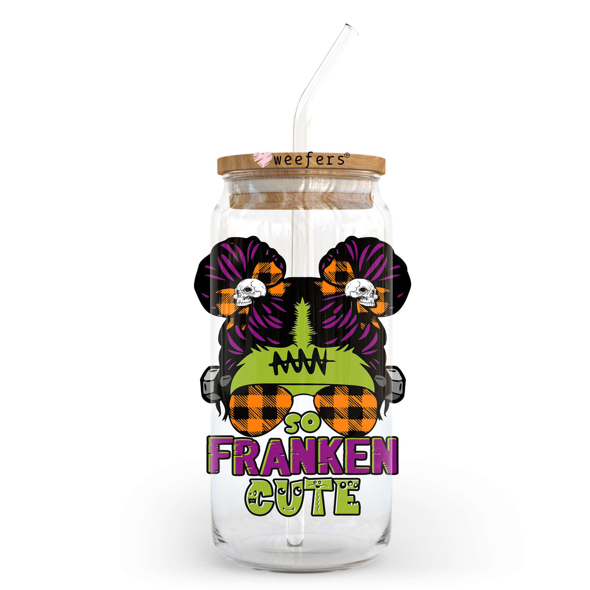Fraken Cutie Girl Halloween 20oz Libbey Glass Can, 34oz Hip Sip, 40oz Tumbler UV DTF or Sublimation Decal Transfer Weefers