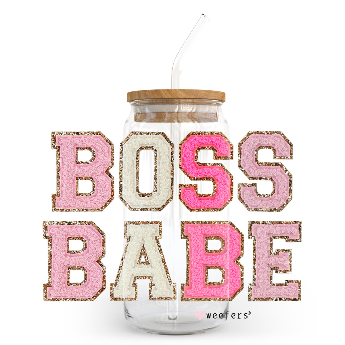 Faux Chenille Boss Babe 20oz Libbey Glass Can Uvdtf Or Sublimation Wrap Decal 6652