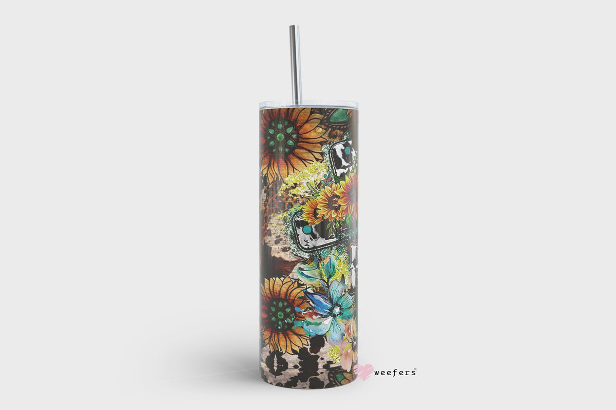 20oz Skinny Tumbler Wrap - Western Cow Print - Weefers