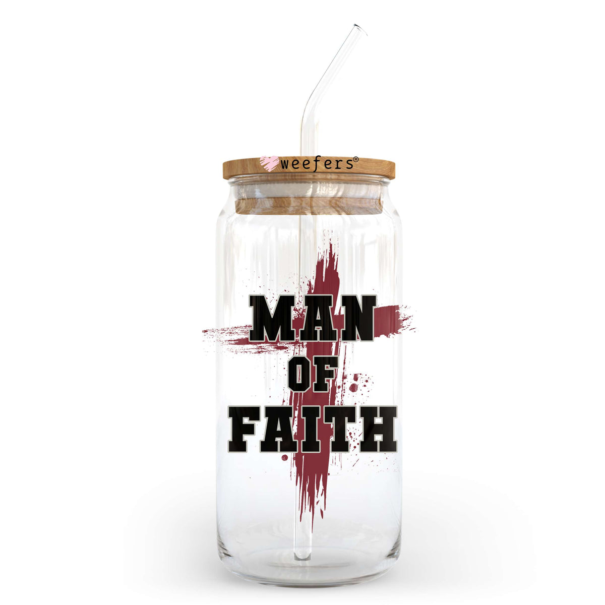 Man of Faith Christian 20oz Libbey Glass Can, 34oz Hip Sip, 40oz Tumbler UV DTF or Sublimation Decal Transfer Weefers