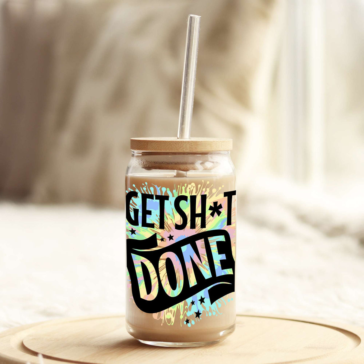Get Sh*t Done 16oz Libbey Glass Can UV DTF or Sublimation Wrap - Decal Weefers