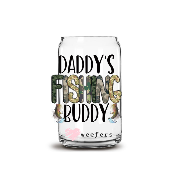 a glass jar with the words daddy's fishing buddy on it