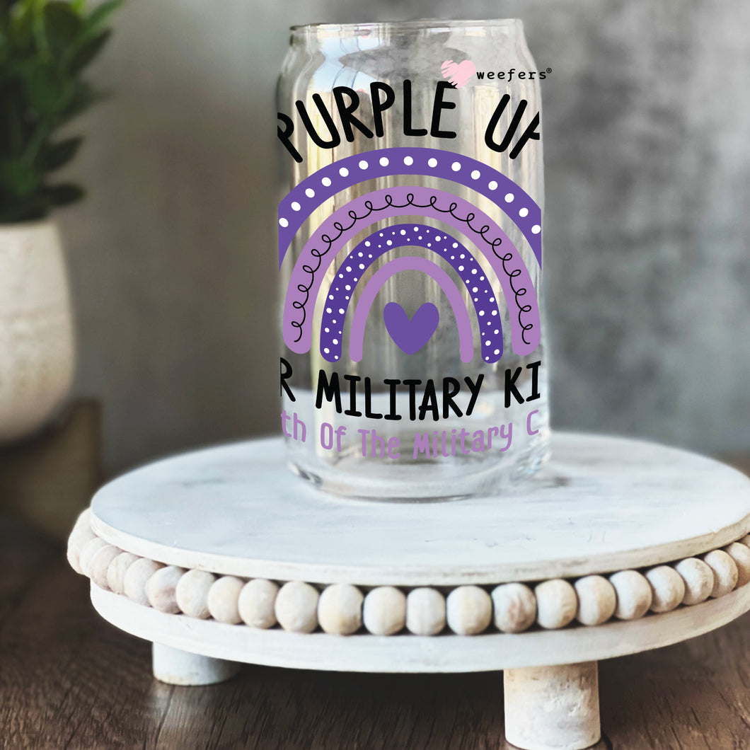 Purple Up for Military Kids 16oz Libbey Glass Can UV-DTF or Sublimation Wrap - Decal