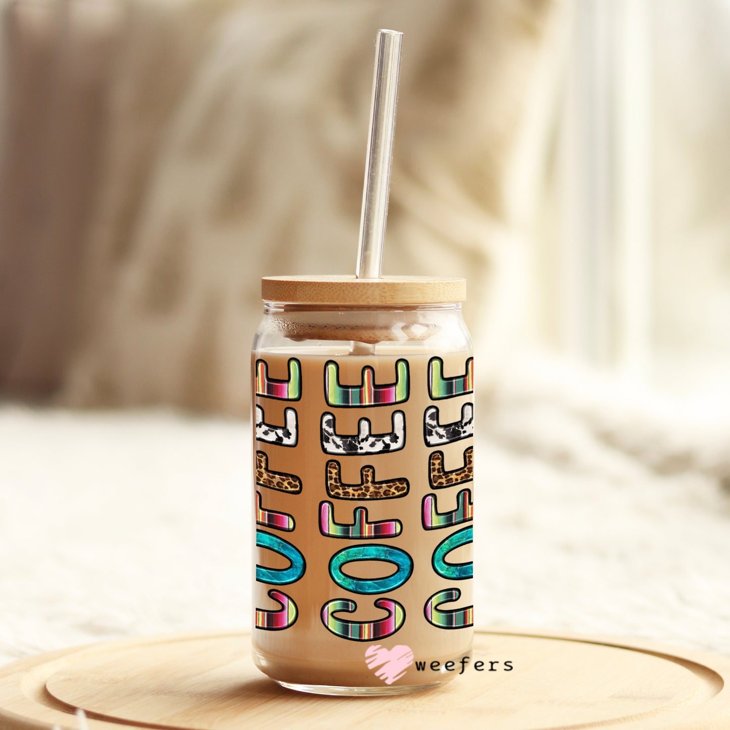 Coffee Coffee Coffee 16oz Libbey Glass Can UV DTF or Sublimation Wrap - Decal Weefers