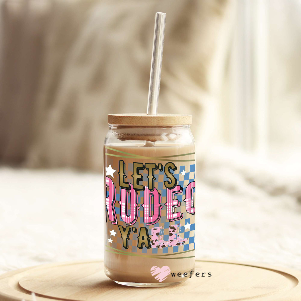 Let's Rodeo Y'all 16oz Libbey Glass Can UV DTF or Sublimation Wrap - Decal Weefers