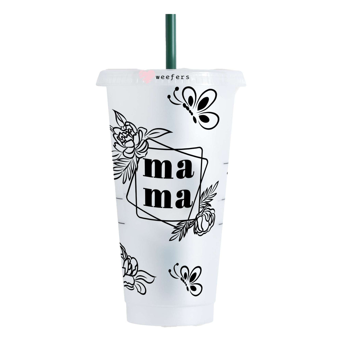 Black Floral Mama Trees 24oz UV DTF Cold Cup Wrap - Ready to apply Wrap - NO HOLE Weefers