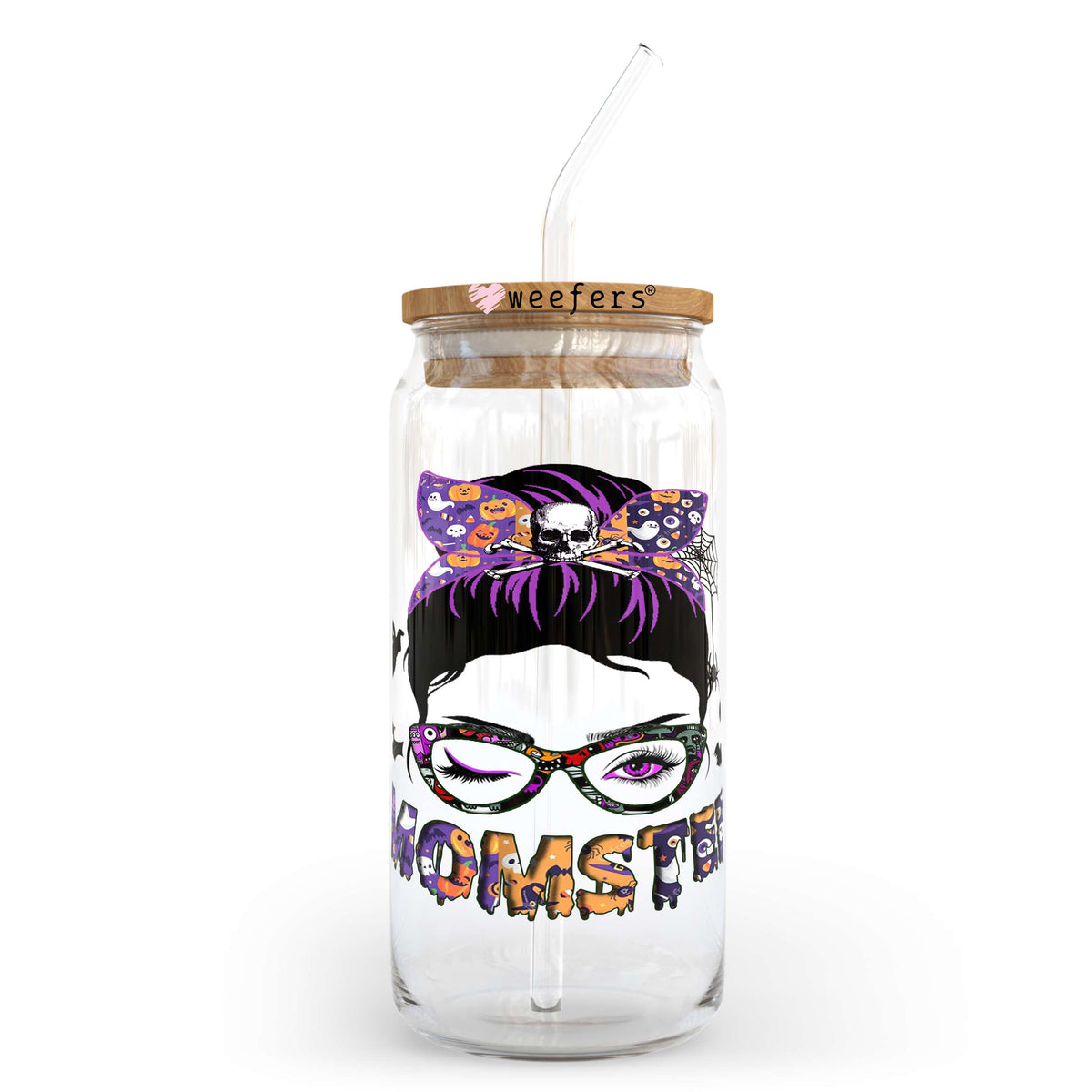 Momster Halloween 20oz Libbey Glass Can, 34oz Hip Sip, 40oz Tumbler UV DTF or Sublimation Decal Transfer Weefers