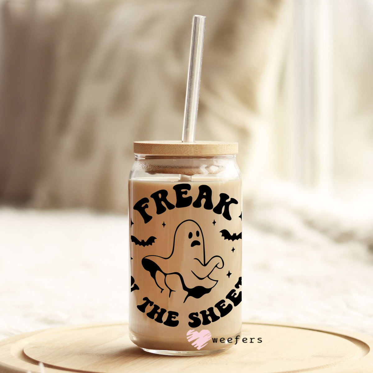 Freak in the Sheets Ghost 16oz Libbey Glass Can UV DTF or Sublimation Wrap - Decal Weefers