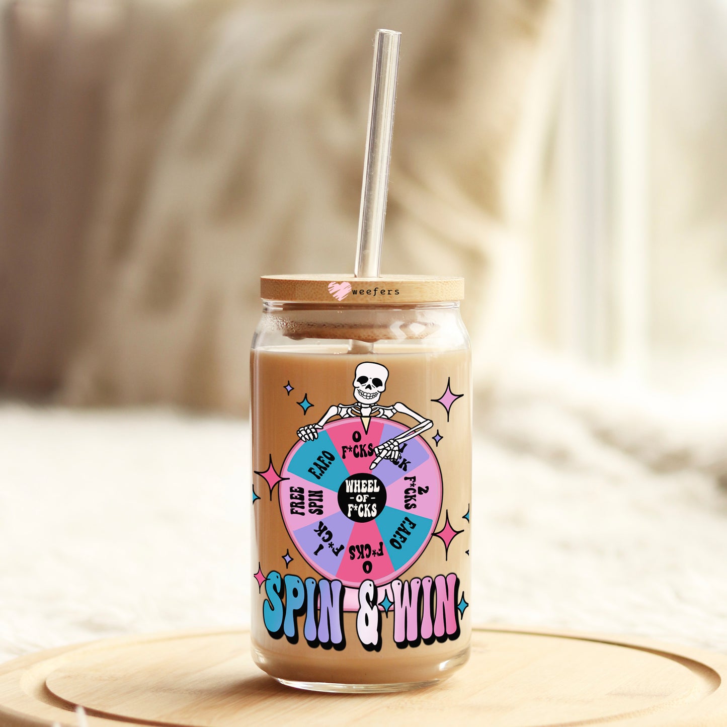 Spin and Win 16oz Libbey Glass Can UV DTF or Sublimation Cup Wrap - Decal Transfer Weefers