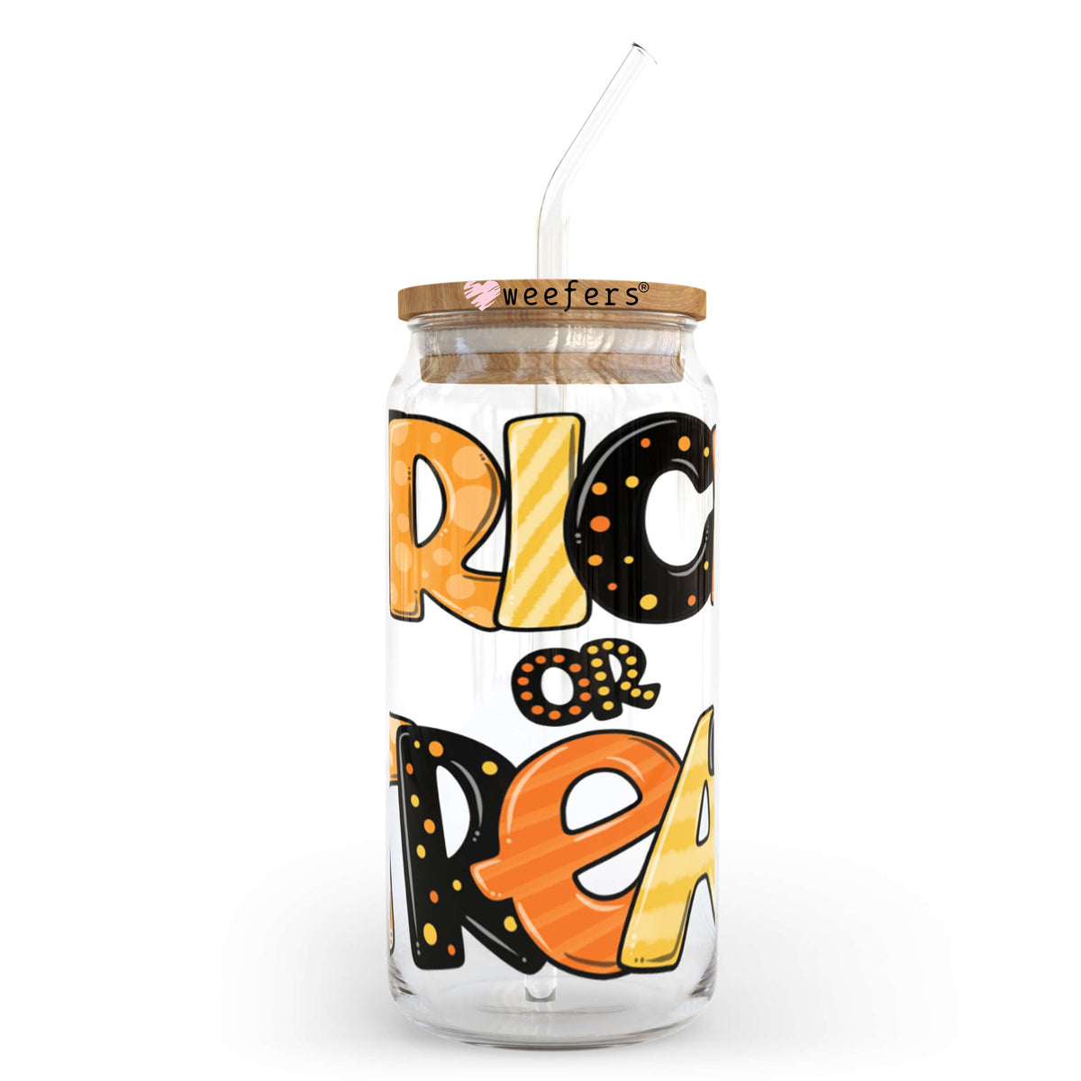 Treat or Trick Halloween 20oz Libbey Glass Can, 34oz Hip Sip, 40oz Tumbler UV DTF or Sublimation Decal Transfer Weefers