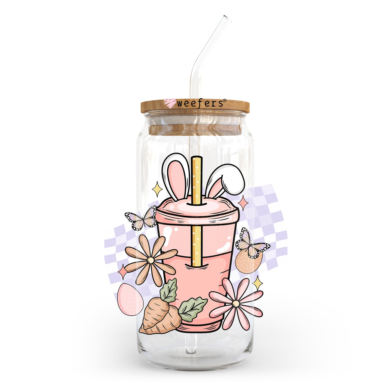 Easter Coffee 20oz Libbey Glass Can UV DTF or Sublimation Wrap - Decal Transfer Weefers