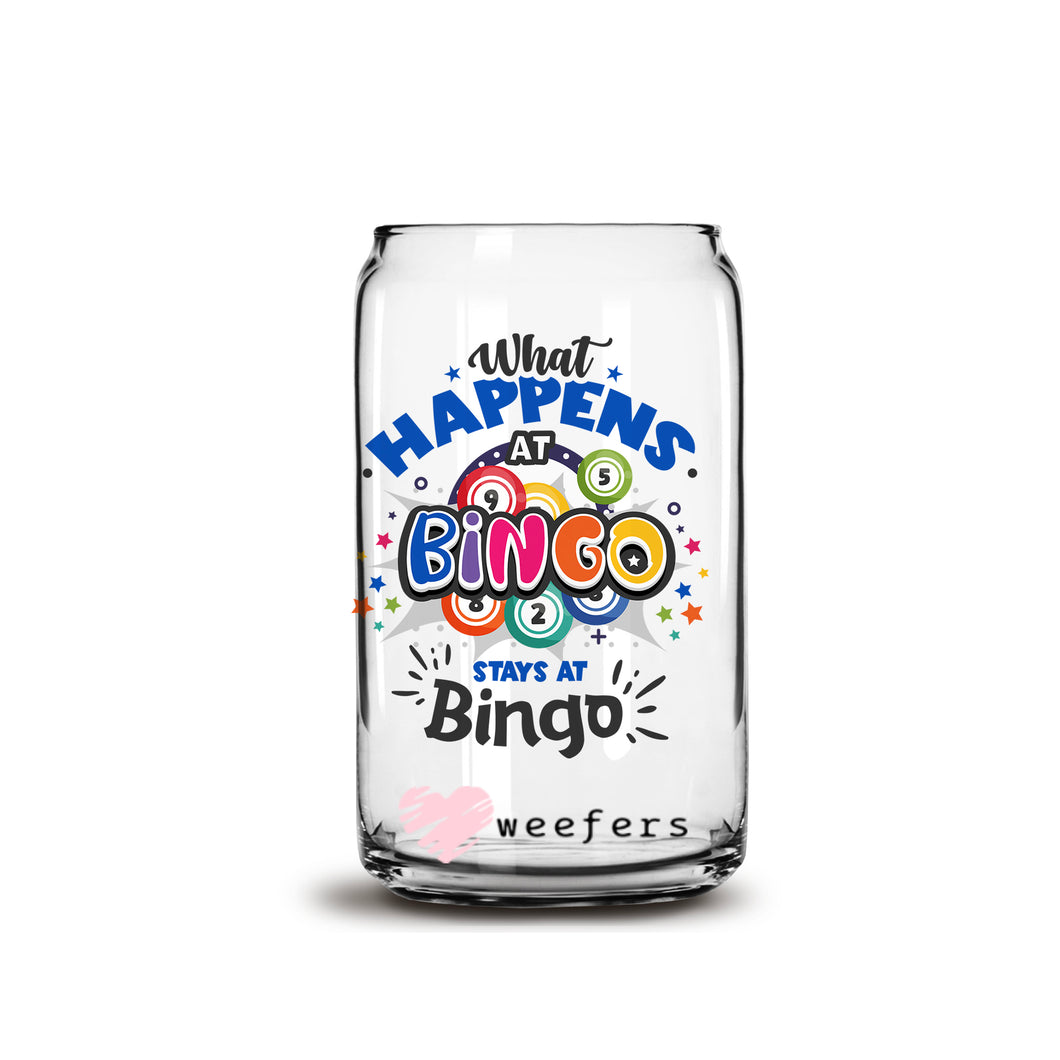 What Happens at Bingo Stays at Bingo 16oz Libbey Glass Can UV-DTF or Sublimation Wrap - Decal