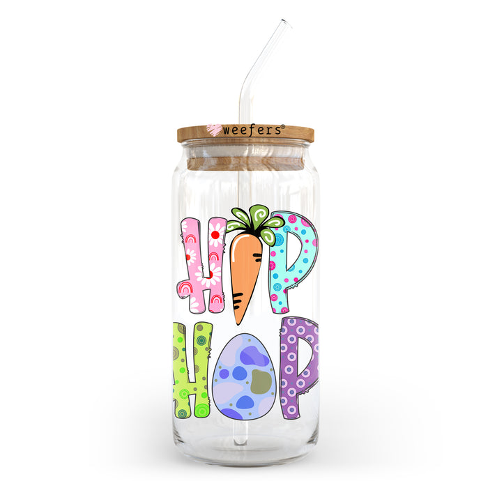 a glass jar with a straw in it that says hip hop