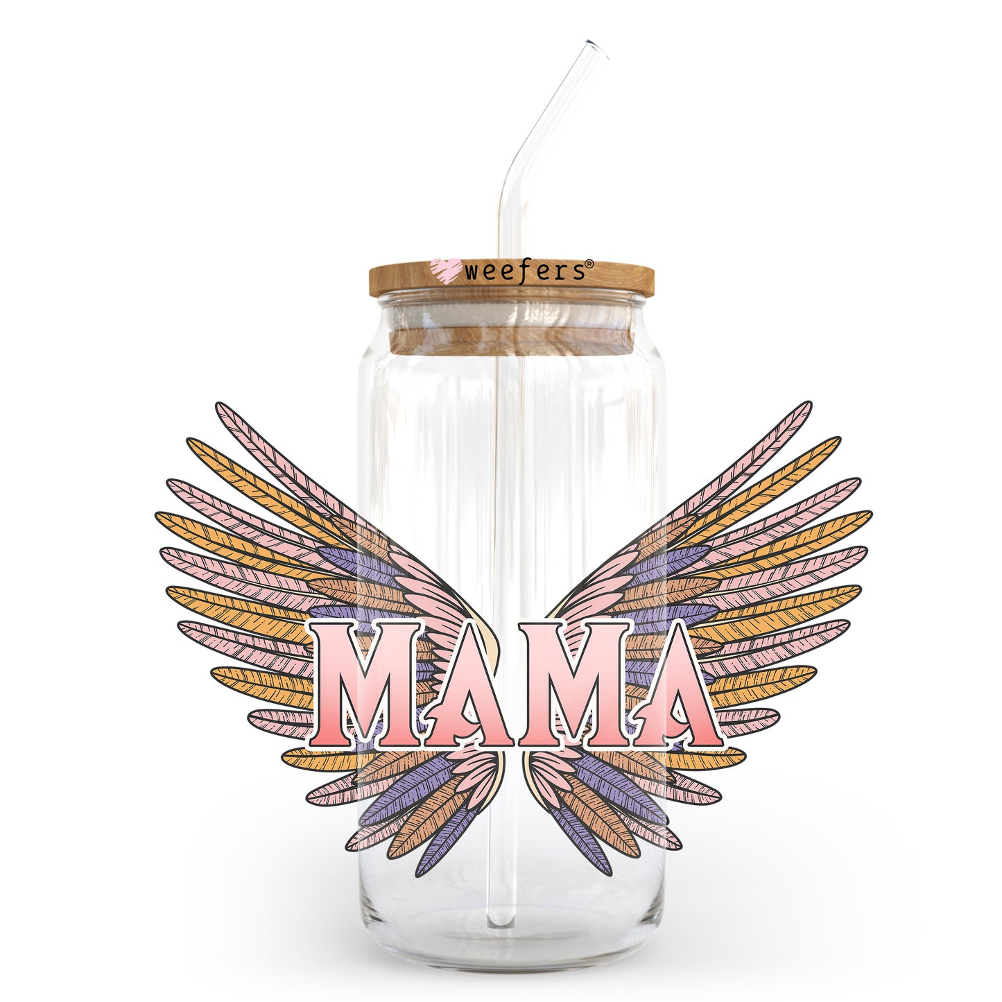 Mama Wings 20oz Libbey Glass Can UV DTF or Sublimation Wrap - Decal Transfer Weefers