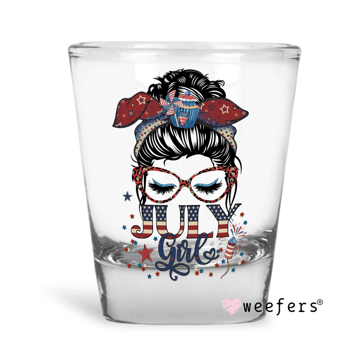 July Girl Shot Glass Short UV DTF or Sublimation Wrap - Decal Weefers