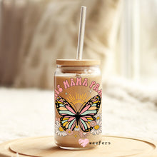 Load image into Gallery viewer, This Mama Prays Butterfly 16oz Libbey Glass Can UV-DTF or Sublimation Wrap - Decal
