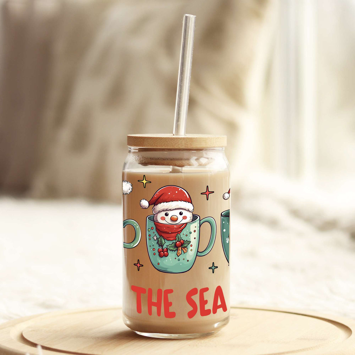 Tis The Season Christmas 16oz Libbey Glass Can UV DTF or Sublimation Wrap - Decal Weefers