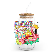 Load image into Gallery viewer, a glass jar with a flamingo design on it
