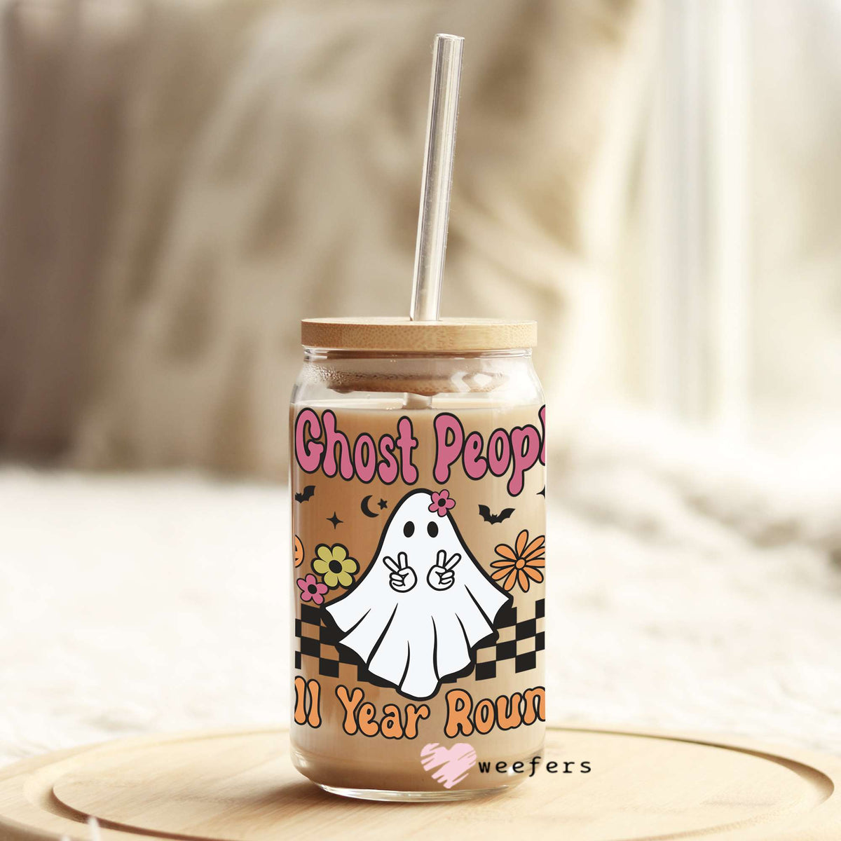 I Ghost People Year Round 16oz Libbey Glass Can UV DTF or Sublimation Wrap - Decal Weefers