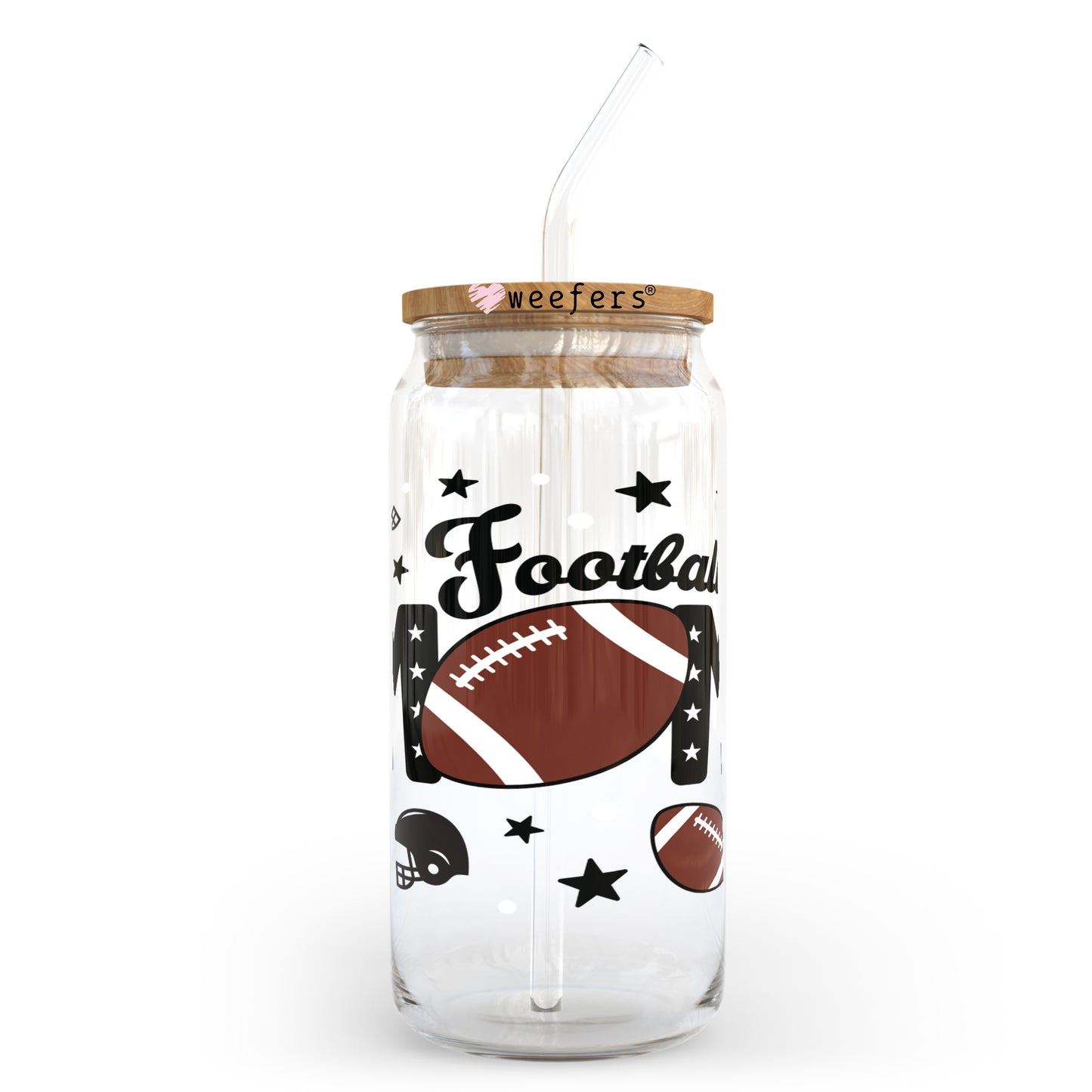 Football Mom 20oz Libbey Glass Can, 34oz Hip Sip, 40oz Tumbler UV DTF or Sublimation Decal Transfer Weefers